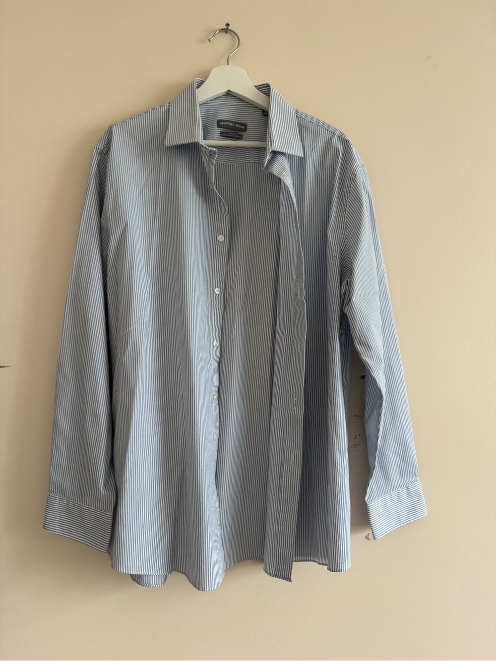 Geoffrey Beene Light Blue and White Pinstripe Dress Shirt